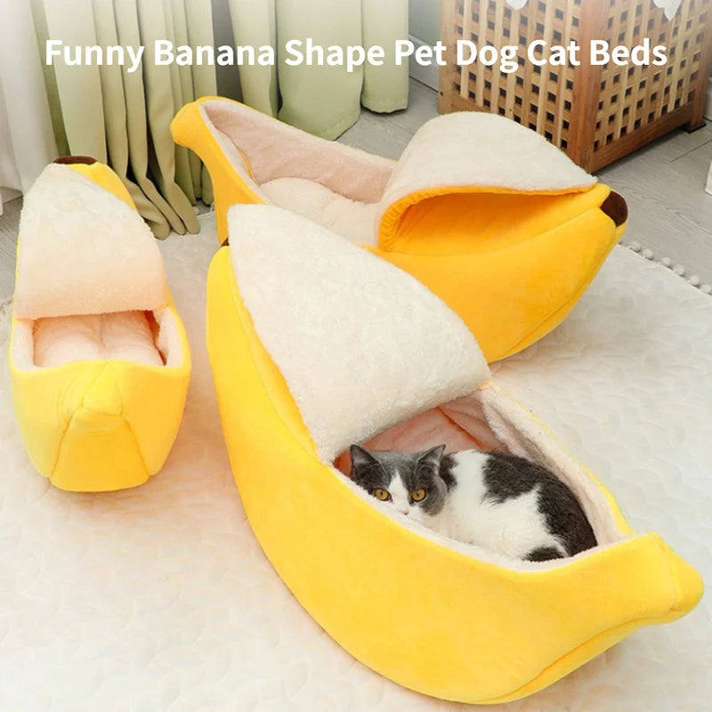 Portable Banana Cat Bed House Funny Cute Cozy Cat Mat Beds Multicolor