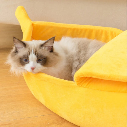 Portable Banana Cat Bed House Funny Cute Cozy Cat Mat Beds Multicolor