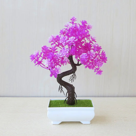 Artificial Bonsai Tree Potted – Small Fake Plant Zen Decor for Desk, Office, Home, Shelf – No Watering Evergreen Japanese Style